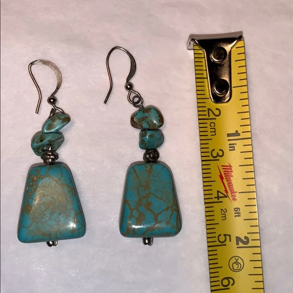 Handmade real turquoise earrings - Picture 6 of 9